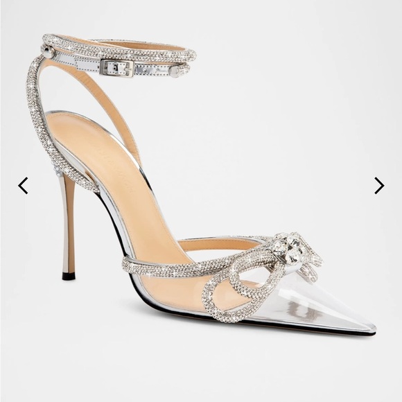 Mach & Mach double bow PVC clear pumps silver rhinestones 39 - Picture 1 of 16